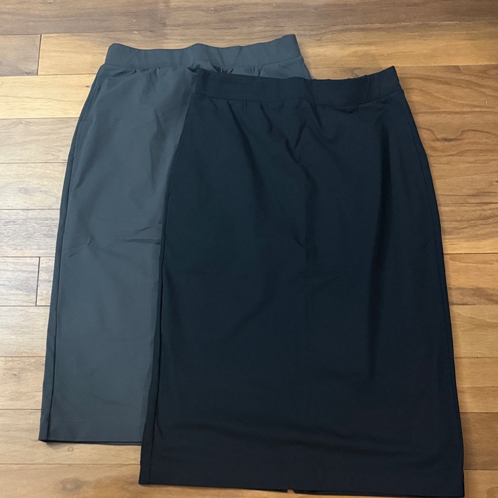 Uniqlo Black or Gray Nylon Midi Skirts with Pockets! Size M. NWOT!